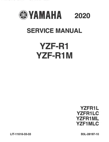 Yamaha YZF-R1 / YZF-R1M Service Manual (2020) Sample Preview: Yamaha 2020 R1 and R1M factory workshop manual title page identifying both motorcycles