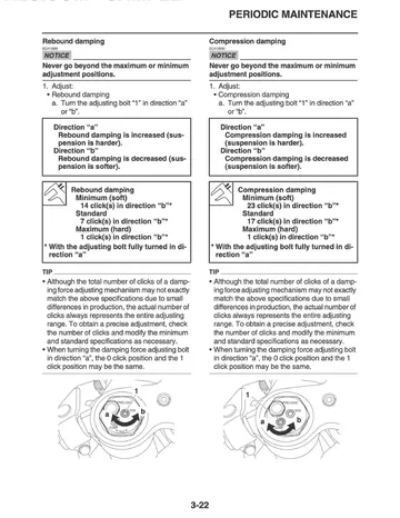 Yamaha YZF-R1 / YZF-R1M Service Manual (2020) Sample Preview: Factory R1M-specific electronically controlled suspension and front-fork adjustment information