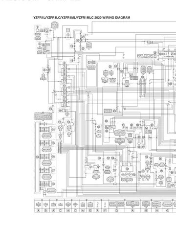 Yamaha YZF-R1 / YZF-R1M Service Manual (2020) Sample Preview: 2020 Yamaha YZF-R1/R1M factory electrical wiring diagram with model-specific circuitry
